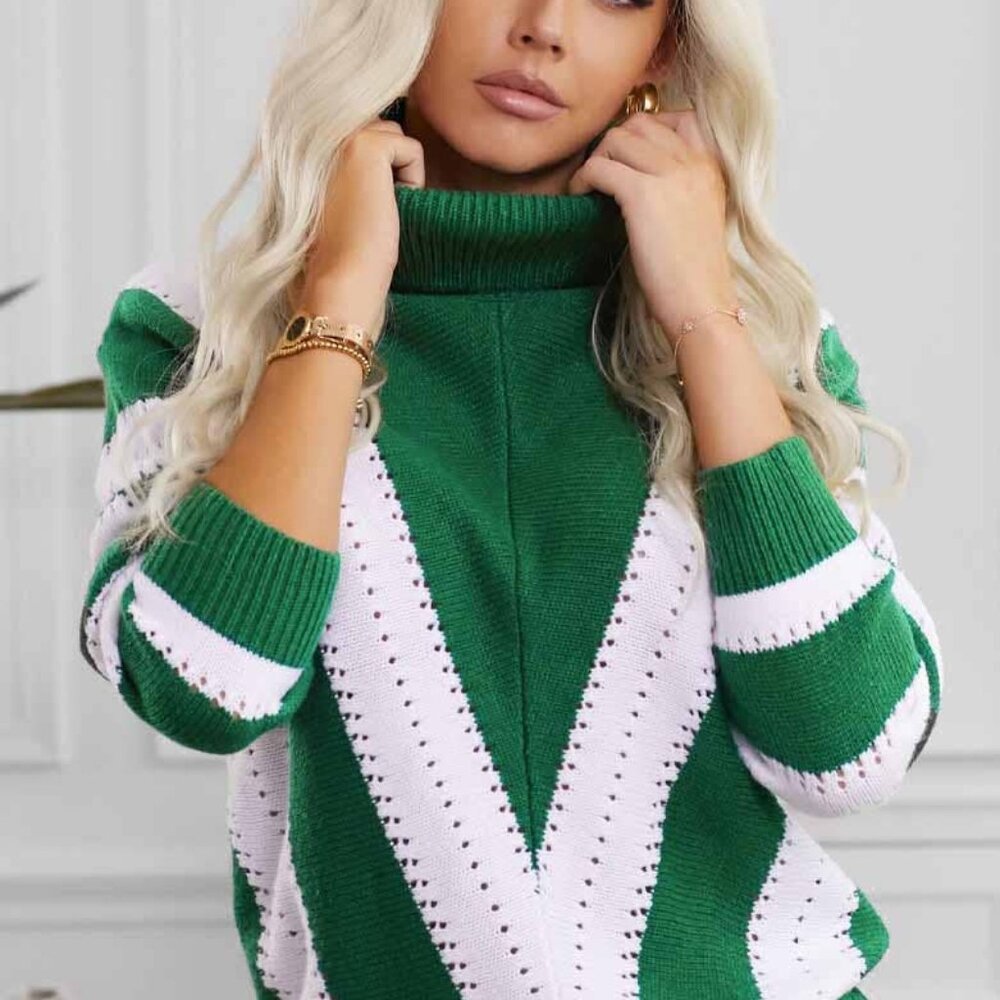 C+D+M Green and White Sweater